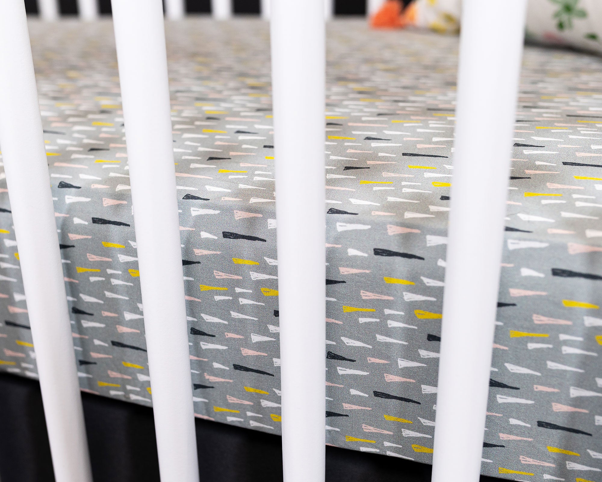 Jester's Hat - Fitted Crib Sheet - Multi-colored Hats on Sage - Olli+Lime